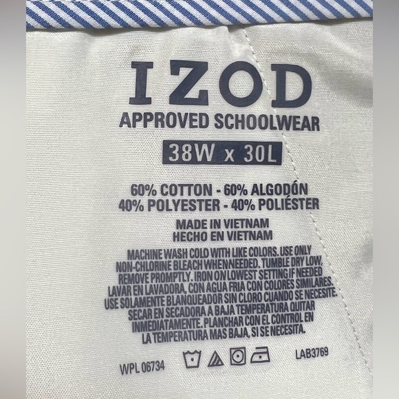 IZOD Khaki Flat Front Straigth Fit 38x30 - Picture 6 of 8